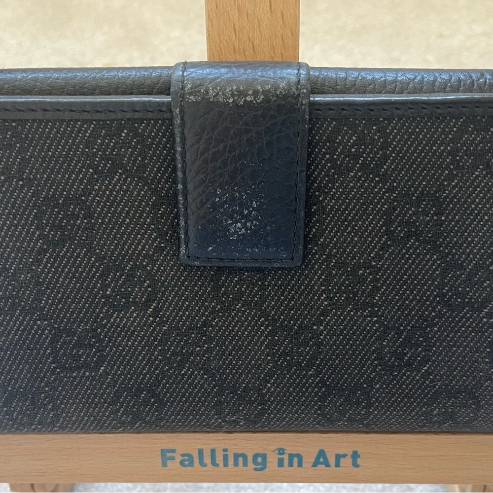 GUCCI Wallet Interlocking G Studs Long GG Canvas & Leather Black Bifold - Picture 4 of 17
